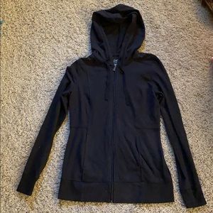 Lightweight Black Zip-Up Hoodie, Size XS